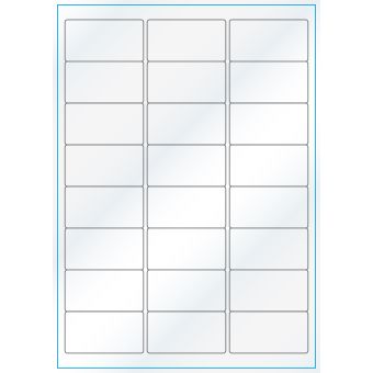 A4-24, Gloss, 24 stansade etiketter/ark, 64,0 x 33,9 mm, vit/gloss, 100 ark - Etiketter på A-4 ark, vit blank