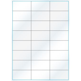 A4-24 slids, Gloss, 24 stansade etiketter/ark, 70,0 x 36,9 mm, vit/gloss 100 ark - Etiketter på A-4 ark, vit blank