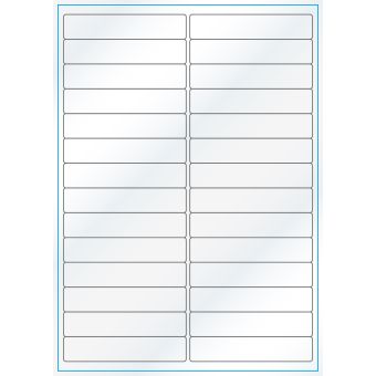 A4-28, Gloss, 28 stansade etiketter/ark, 99,0 x 20,0 mm, vit/gloss, 100 ark - Etiketter på A-4 ark, vit blank