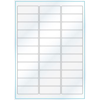 A4-33, Gloss, 33 stansade etiketter/ark, 64,0 x 24,3 mm, vit/gloss, 100 ark - Etiketter på A-4 ark, vit blank