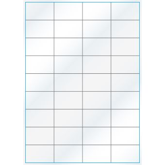 A4-36 slids, Gloss, 36 stansade etiketter/ark, 52,5 x 32,8 mm, vit/gloss 100 ark - Etiketter på A-4 ark, vit blank