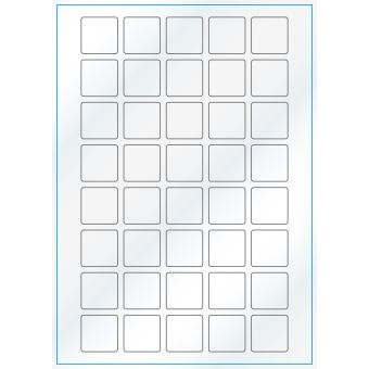 A4-40 kvad.,Gloss, 40 stansade etiketter/ark, 30,0 x 30,0 mm, vit/gloss, 100 ark - Etiketter på A-4 ark, vit blank