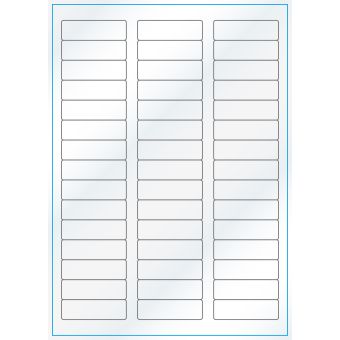 A4-45, Gloss, 45 stansade etiketter/ark, 58,0 x 17,8 mm, vit/gloss, 100 ark - Etiketter på A-4 ark, vit blank