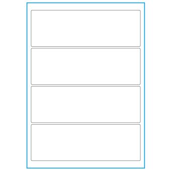 A4-etiketter, 4 stansade etiketter/ark, 195,0 x 65,0 mm, heavy duty, 50 ark - Etiketter på A-4 ark, heavy duty