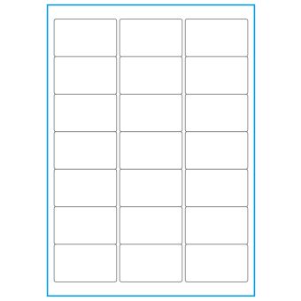 A4-etiketter, 21 stansade etiketter/ark, 63,5 x 38,1 mm, heavy duty, 50 ark - Etiketter på A-4 ark, heavy duty