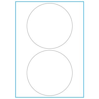 A4-etiketter, 2 stansade etiketter/ark, Ø140 mm, heavy duty, 50 ark - Etiketter på A-4 ark, heavy duty