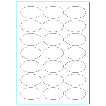 A4-etiketter, ovala, 21 stansade etiketter/ark, 60,0 x 35,0 mm, heavy duty, 50 ark - Etiketter på A-4 ark, heavy duty