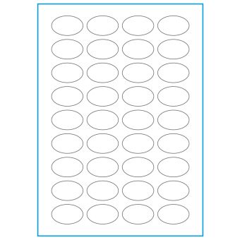 A4-etiketter, ovala 36 stansade etiketter/ark, 40,0 x 25,0 mm, heavy duty, 50 ark - Etiketter på A-4 ark, heavy duty