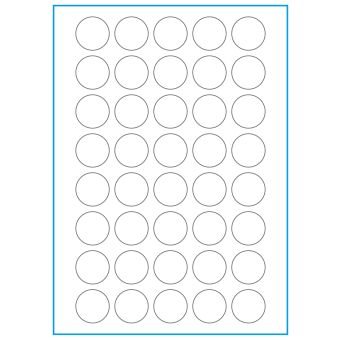 A4-etiketter, 40 stansade etiketter/ark, Ø30 mm, heavy duty, 50 ark - Etiketter på A-4 ark, heavy duty