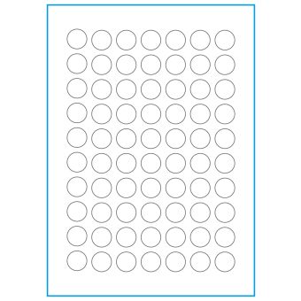 A4-etiketter, 70 stansade etiketter/ark, Ø20 mm, heavy duty, 50 ark - Etiketter på A-4 ark, heavy duty
