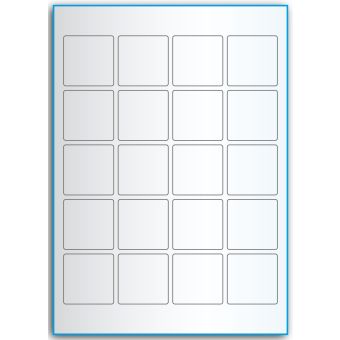 A4-etiketter, 20 stansade etiketter/ark, 45,0 x 45,0 mm, transparent, 50 ark - Etiketter på A-4 ark, transparent