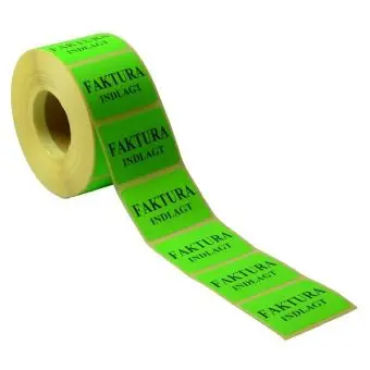 Faktura indlagt, grøn neon, 1000 stk.  46,00 x 36,00 mm - Diverse