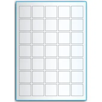 A4-etiketter, 35 stansade etiketter/ark, 35,0 x 35,0 mm, transparent, 50 ark - Etiketter på A-4 ark, transparent
