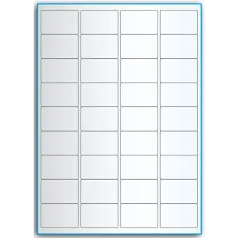 A4-etiketter, 36 stansade etiketter/ark, 48,0 x 31,0 mm, transparent, 50 ark - Etiketter på A-4 ark, transparent