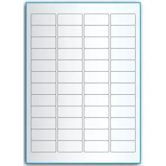 A4-etiketter, 48 stansade etiketter/ark, 45,7 x 21,2 mm, transparent, 50 ark - Etiketter på A-4 ark, transparent