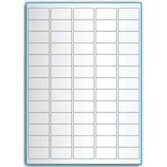 A4-etiketter, 65 stansade etiketter/ark, 38,1 x 21,2 mm, transparent, 50 ark - Etiketter på A-4 ark, transparent