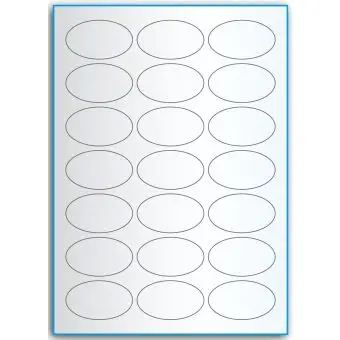 A4-etiketter, ovale, 21 stansade etiketter/ark, 60,0 x 35,0 mm, transparent, 50 ark - Etiketter på A-4 ark, transparent