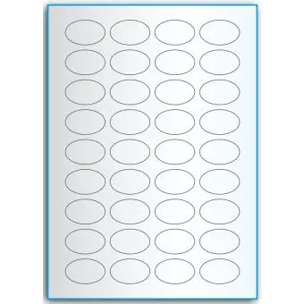 A4-etiketter, ovale, 36 stansade etiketter/ark, 40,0 x 25,0 mm, transparent, 50 ark - Etiketter på A-4 ark, transparent