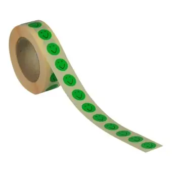 Liten Smiley etikett, grön, Ø13 mm, 1.000 st. - Diverse