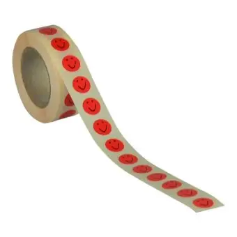 Liten Smiley etikett, röd, Ø13 mm, 1.000 st. - Diverse