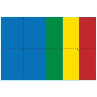 A4-etiketter, 4 stansade etiketter/ark, 105,0 x 147,6 mm, (blå, grön, gul eller röd) 100 ark - Etiketter på A-4 ark, färgade