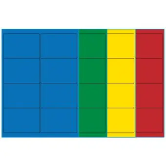 A4-etiketter, 8 stansade etiketter/ark, 99,1 x 67,7 mm, (blå, grön, gul eller röd) 100 ark - Etiketter på A-4 ark, färgade