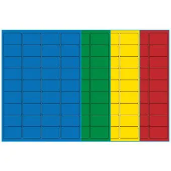 A4-etiketter, 36 stansade etiketter/ark, 48,0 x 31,0 mm, (bl&aring;, gr&ouml;n, gul eller r&ouml;d) 100 ark - 