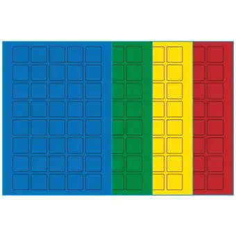 A4-etiketter, 40 stansade etiketter/ark, 30,0 x 30,0 mm, (bl&aring;, gr&ouml;n, gul eller r&ouml;d) 100 ark - 
