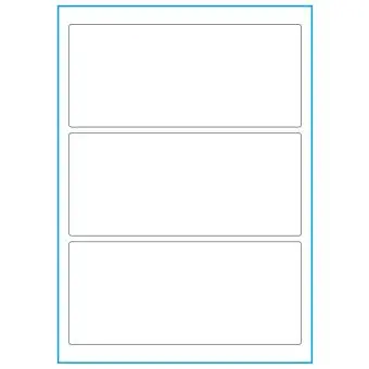 A4-3, 3 Stansade etiketter/ark, 198,0 x 85,0 mm, vit matt, 100 ark - Etiketter på A-4 ark, vit matt