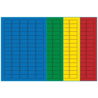A4-etiketter, 75 stansade etiketter/ark, 34,0 x 18,0 mm, (bl&aring;, gr&ouml;n, gul eller r&ouml;d) 100 ark - 
