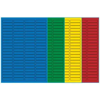 A4-etiketter, 84 stansade etiketter/ark, 46,0 x 11,1 mm, (bl&aring;, gr&ouml;n, gul eller r&ouml;d) 100 ark - 