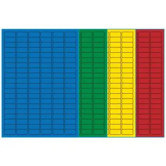 A4-etiketter, 120 stansade etiketter/ark, 30,0 x 14,0 mm, (blå, grön, gul eller röd) 100 ark - A4, A5 & A6 etiketter i ark