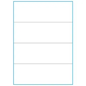 A4-4-smal slids, 4 stansade etiketter/ark, 210,0 x 73,8 mm, vit matt, 100 ark - 