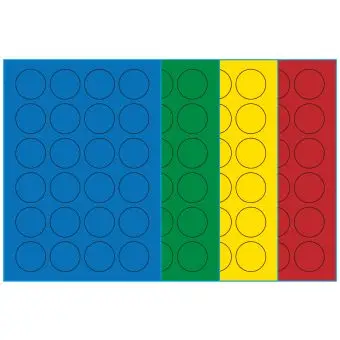 A4-etiketter, 24 stansade etiketter/ark, Ø40,0 mm, (blå, grön, gul eller röd) 100 ark - 