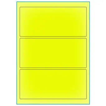 A4-etiketter, 3 stansade etiketter/ark, 198,0 x 85,0 mm, gul neon, 100 ark - Etiketter på A-4 ark, gul neon