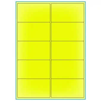 A4-etiketter, 10 stansade etiketter/ark, 99,1 x 57,0 mm, gul neon, 100 ark - Etiketter på A-4 ark, gul neon