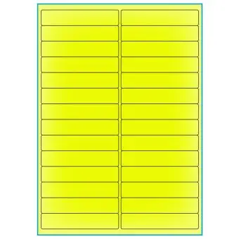 A4-etiketter, 28 stansade etiketter/ark, 99,0 x 20,0 mm, gul neon, 100 ark - Etiketter på A-4 ark, gul neon