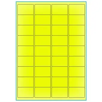 A4-etiketter, 36 stansade etiketter/ark, 48,0 x 31,0 mm, gul neon, 100 ark - Etiketter på A-4 ark, gul neon