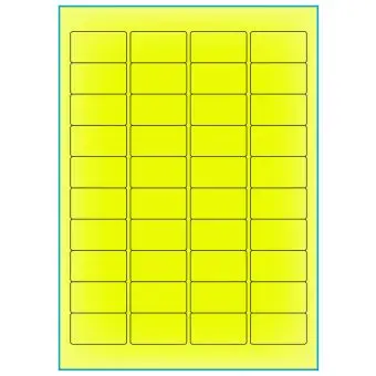 A4-etiketter, 40 stansade etiketter/ark, 45,7 x 25,4 mm, gul neon, 100 ark - Etiketter på A-4 ark, gul neon