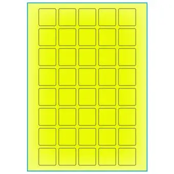 A4-etiketter, 40 stansade etiketter/ark, 30,0 x 30,0 mm, gul neon, 100 ark - Etiketter på A-4 ark, gul neon
