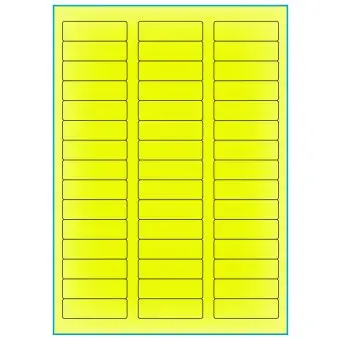 A4-etiketter, 45 stansade etiketter/ark, 58,0 x 17,8 mm, gul neon, 100 ark - Etiketter på A-4 ark, gul neon
