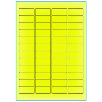 A4-etiketter, 48 stansade etiketter/ark, 45,7 x 21,2 mm, gul neon, 100 ark - Etiketter på A-4 ark, gul neon