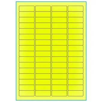 A4-etiketter, 64 stansade etiketter/ark, 45,7 x 16,9 mm, gul neon, 100 ark - Etiketter på A-4 ark, gul neon
