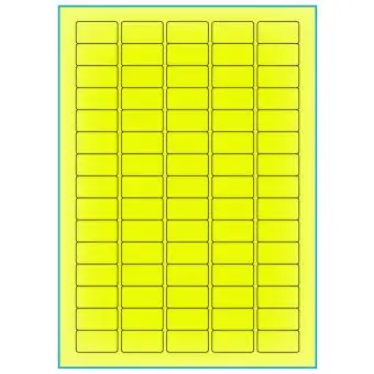 A4-etiketter, 75 stansade etiketter/ark, 34,0 x 18,0 mm, gul neon, 100 ark - Etiketter på A-4 ark, gul neon
