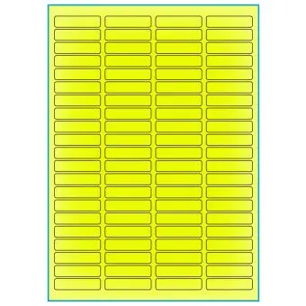 A4-etiketter, 84 stansade etiketter/ark, 46,0 x 11,1 mm, gul neon, 100 ark - Etiketter på A-4 ark, gul neon