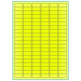 A4-etiketter, 120 stansade etiketter/ark, 30,0 x 14,0 mm, gul neon, 100 ark - Etiketter på A-4 ark, gul neon