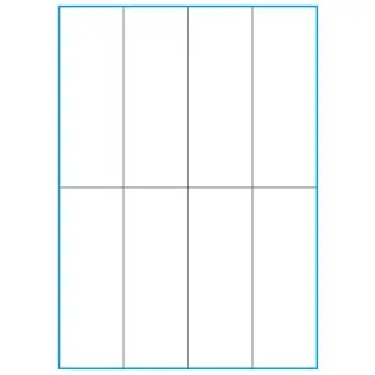 A4-8-smal slids, 8 stansade etiketter/ark, 52,5 x 147,6 mm, vit matt, 100 ark - 