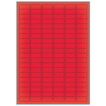 A4-etiketter, 120 stansade etiketter/ark, 30,0 x 14,0 mm, röd neon, 100 ark - Etiketter på A-4 ark, röd neon