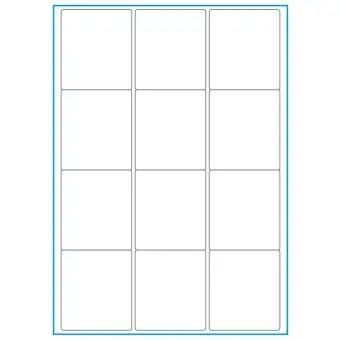 A4-12, 12 Stansade etiketter/ark, 63,5 x 72,0 mm, vit matt, 100 ark - Etiketter på A-4 ark, vit matt