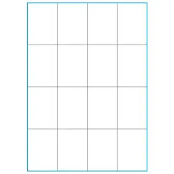 A4-16 slids, 16 stansade etiketter/ark, 52,5 x 73,8 mm, vit matt, 100 ark - Etiketter på A-4 ark, vit matt
